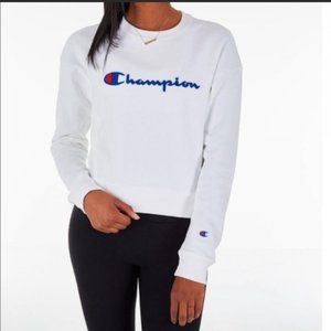 White Champion Reverse Weave Crewneck Sweatshirt
